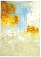 07. ABSTRACTO EN BLANCO, OCRES, AMARILLO, ARENA Y AZULES.